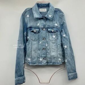 Andree Blue Star-Embellished Jean Jacket